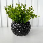 Vaso Cachepot Preto Em Alto Relevo 3d Decoração Casa