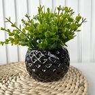 Vaso Cachepot Preto Em Alto Relevo 3d Decoração Casa