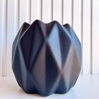 Vaso Cachepot Preto Fosco Geométrico 3d Enfeite De Mesa