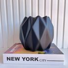 Vaso Cachepot Preto Fosco Geométrico 3d Enfeite De Mesa