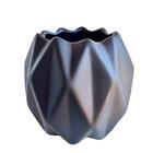 Vaso Cachepot Preto Fosco Geométrico 3d Enfeite De Mesa