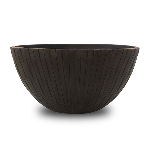 Vaso Cachepot Valence Planta Externo Cimento Oval Marrom 22x4