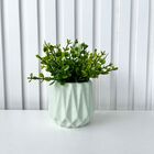 Vaso Cachepot Verde Menta Em Alto Relevo 3d Decoração Sala