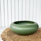 Vaso Cachepot Verde Oliva Ikebana Bacia Enfeite De Mesa