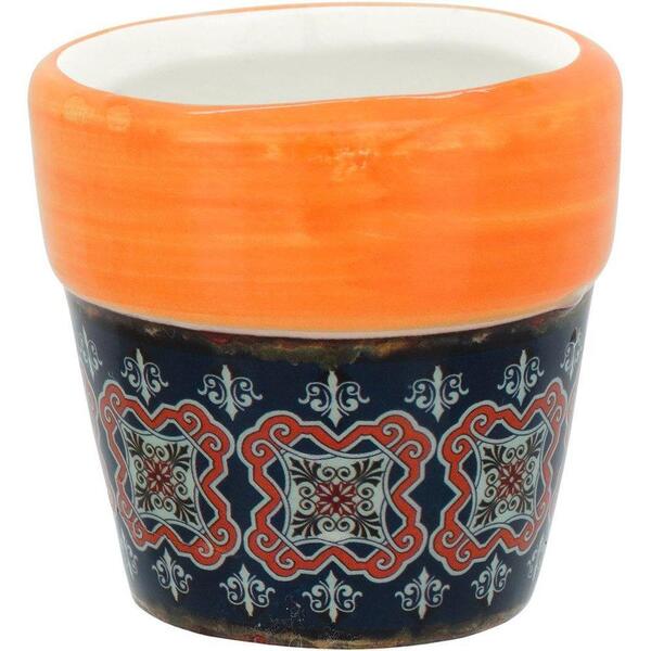 Vaso Carriche Cerâmica Laranja Home&co Decorativo Sala Luxo