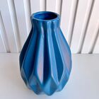 Vaso Centro De Mesa Azul Pequeno Trabalhado Geométrico 3d