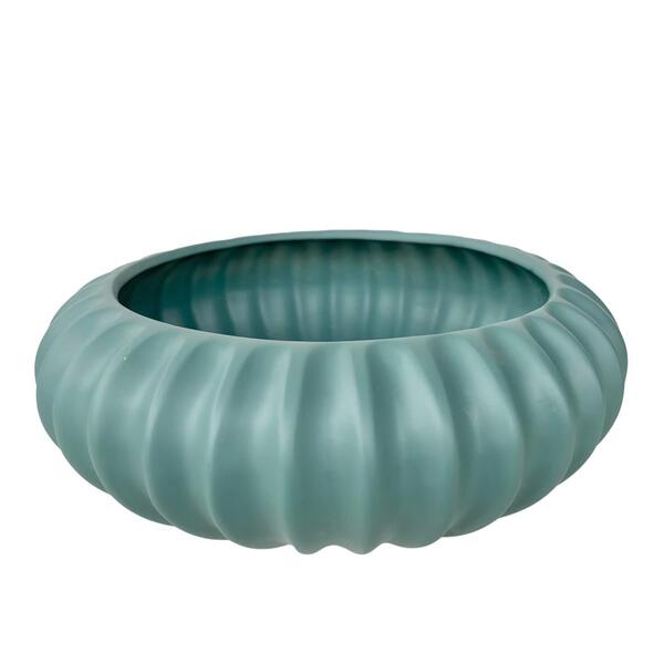 Vaso Centro De Mesa Bacia Ikebana Turquesa Médio Luxo