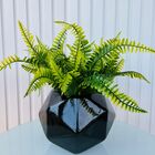 Vaso Centro De Mesa Cachepot Preto Geométrico Com Planta