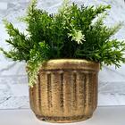 Vaso Centro De Mesa Cerâmico Dourado Com Pintura Artesanal