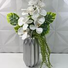 Vaso Centro De Mesa Cerâmico Prata Trabalhado Com Orquídea