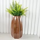 Vaso Centro De Mesa Cobre Moderno C/ Planta Artificial