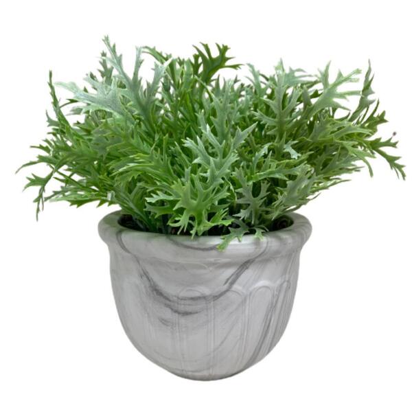 Vaso Centro De Mesa Estampa Marmorizada Com Planta