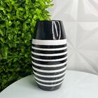 Vaso Centro De Mesa Grande Listrado De Cerâmica Moderno