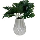 Vaso Centro De Mesa Grande Luxuoso Com Brilho E Planta