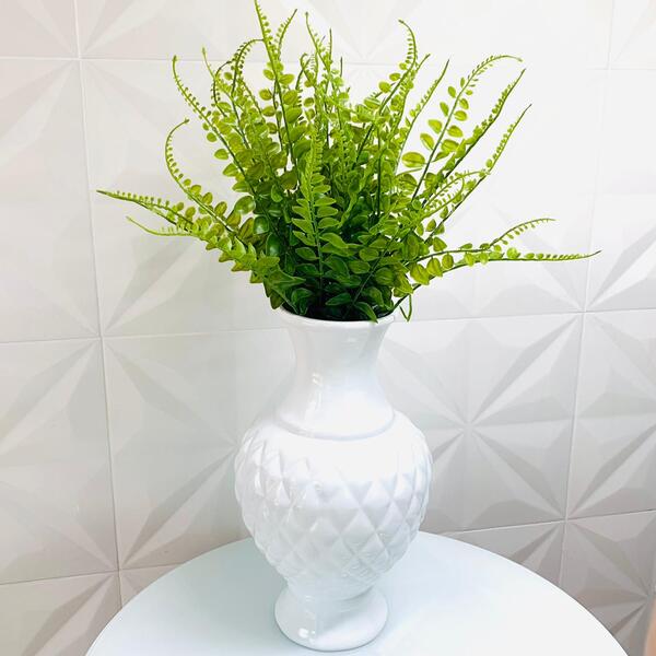 Vaso Centro De Mesa Grande Super Luxuoso Branco Trabalhado