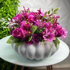 Vaso Centro De Mesa Ikebana Branco Luxo Com Arranjo Floral