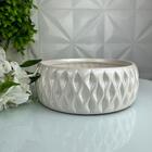 Vaso Centro De Mesa Ikebana Redondo Branco Pérola Cerâmico