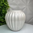 Vaso Centro De Mesa Luxo De Cerâmica Na Cor Branco Pérola