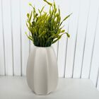 Vaso Centro De Mesa Off White Moderno Trabalhado Com Planta