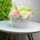 Vaso Centro De Mesa Pequeno Romântico Branco De Cerâmica