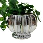 Vaso Centro De Mesa Prata 3d Com Planta Caída Artificial