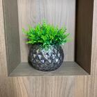 Vaso Centro De Mesa Prata 3d Médio Com Planta Artificial