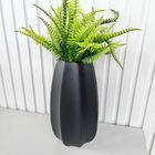 Vaso Centro De Mesa Preto Fosco Moderno C/ Planta Artificial