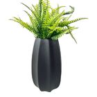 Vaso Centro De Mesa Preto Fosco Moderno C/ Planta Artificial