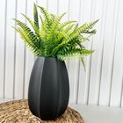 Vaso Centro De Mesa Preto Fosco Moderno Trabalhado C/ Planta