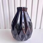 Vaso Centro De Mesa Preto Grande Trabalhado Geométrico 3d