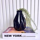 Vaso Centro De Mesa Preto Grande Trabalhado Geométrico 3d