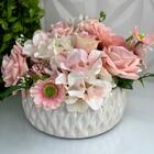 Vaso Centro De Mesa Romântico Branco Perolado Com Rosas