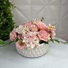 Vaso Centro De Mesa Romântico Branco Perolado Com Rosas