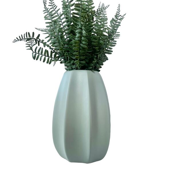 Vaso Centro De Mesa Verde Menta 3d Cerâmico Com Planta