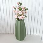 Vaso Centro De Mesa Verde Oliva Alto Relevo C/ Arranjo Flor