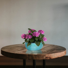 Vaso Cerâmica Bacia Adenium Azul 7x15cm Bella Art