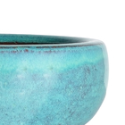 Vaso Cerâmica Bacia Adenium Azul 7x15cm Bella Art