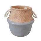 Vaso Ceramica Borda Bege Corpo Cinza 14cm X 14cm - Re0011
