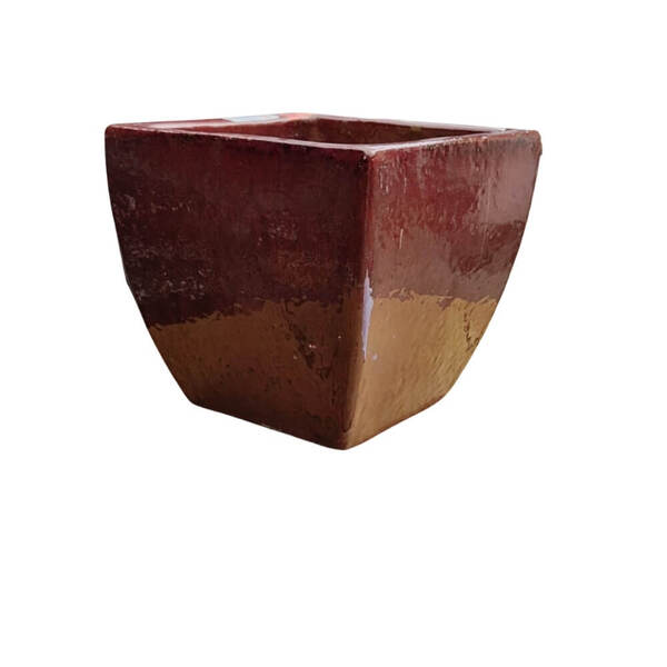 Vaso Cerâmica Estilo Vietnamita Alto Pequeno Cor De Vinho