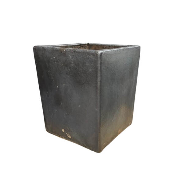Vaso Cerâmica Estilo Vietnamita Quadrado Grande Grafite