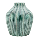 Vaso Ceramica Fat Green Crack Leaves Verde Gde 14x16cm