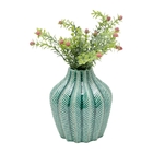 Vaso Ceramica Fat Green Crack Leaves Verde Gde 14x16cm