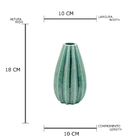 Vaso Ceramica Long Fat Green Crack Leaves Verde Md 10x18 Cm