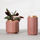 Vaso Cerâmica Marsala e Dourado 16X15cm Mart