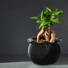 Vaso Cerâmica Ondulado Preto 10x13cm Bella Art