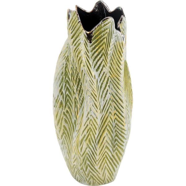 Vaso Cerâmica Verde Home&co Albero Decorativo 36x15x18cm
