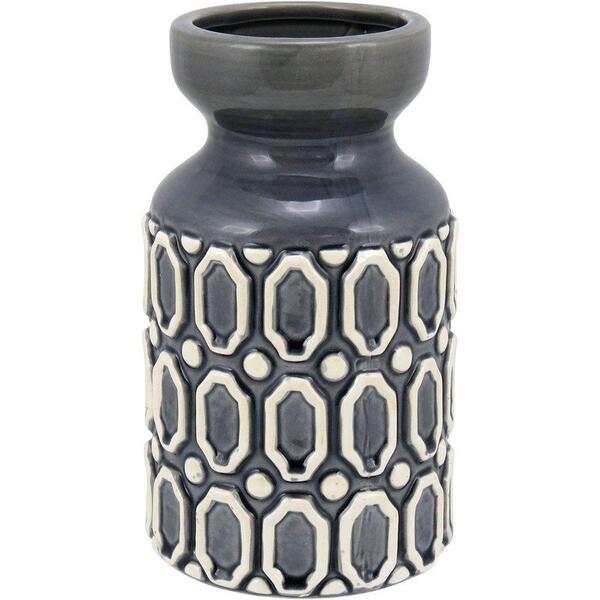 Vaso Cerâmicado Cinza Design Moderno Decorativo Para Casa