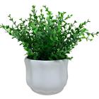 Vaso Cerâmico Branco Centro De Mesa Com Planta Artificial