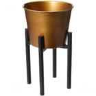 Vaso Chapecô Octave Em Metal Dourado Decorativo Com Suporte