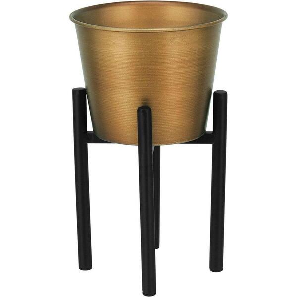 Vaso Chapecô Octave Em Metal Dourado Decorativo Com Suporte